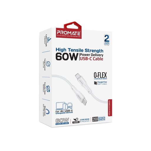 كيبل شحن ونقل بيانات بقوة 60W من PROMATE PROMATE Xcord-C2C200