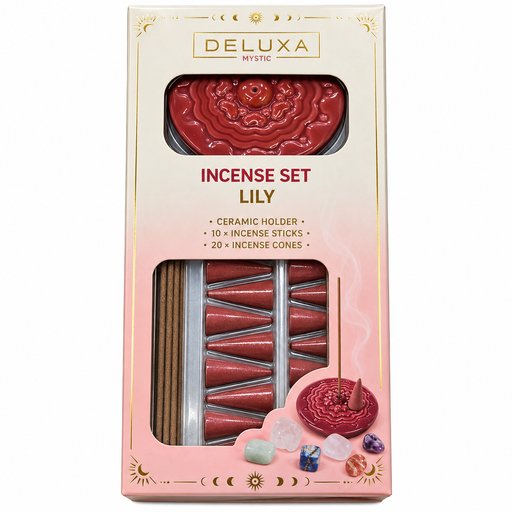 طقم بخور ديلوكسـا ميستك برائحة الزنبق Deluxa Mystic Incense Set – Lily