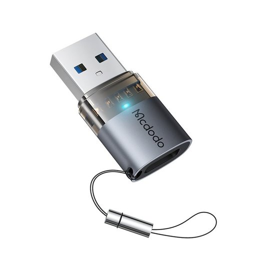 محول OTG Mcdodo OT-7580 من USB-C إلى USB-A 3.0 بسرعة 5Gbps وشحن 18W مع إضاءة وحبل Mcdodo OT-7580 USB-C To USB-A Adapter 18W