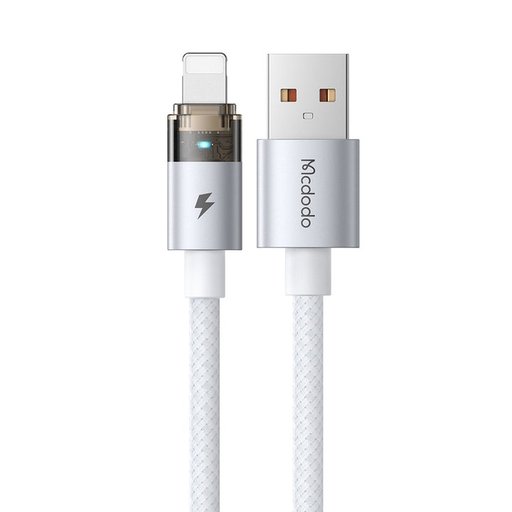 كيبل Mcdodo CA-691 من USB-A إلى Lightning بقوة 3A شبه شفاف مع إضاءة LED يدعم CarPlay بطول 1.2m Mcdodo CA-691 USB-A Lightning 3A LED CarPlay 1.2m Cable
