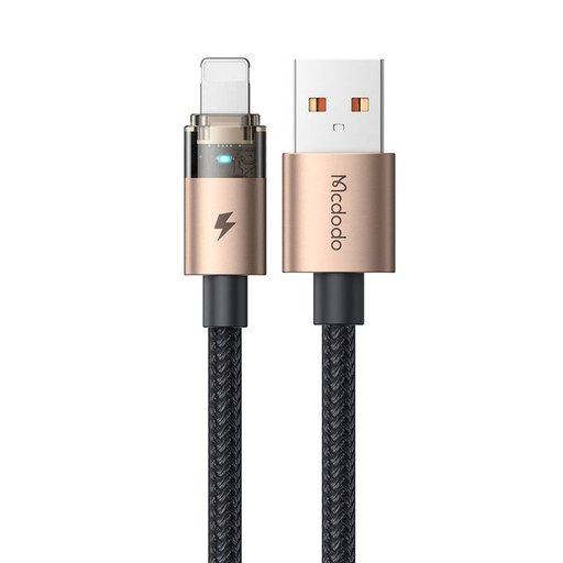 كيبل Mcdodo CA-691 من USB-A إلى Lightning بقوة 3A شبه شفاف مع إضاءة LED يدعم CarPlay بطول 1.2m Mcdodo CA-691 USB-A Lightning 3A LED CarPlay 1.2m Cable