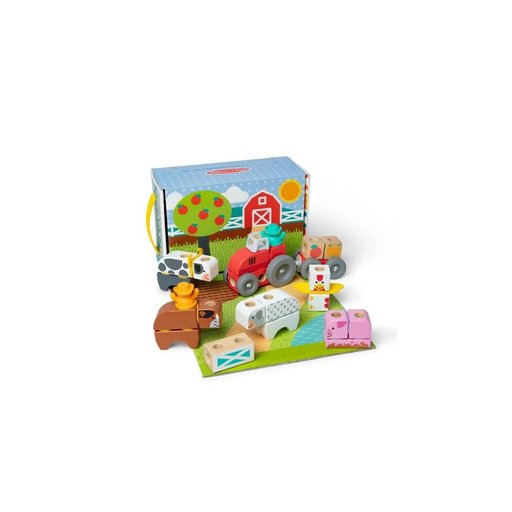 ميليسا آند دوغ مجموعة تركيب المزرعة Blockables Melissa & Doug Blockables Farm Building Set