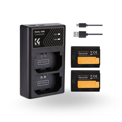 K&F Sony NP-FZ100 Battery Kit – 2 Batteries and Dual Charger | KF28.0016 K&F Sony NP-FZ100 Battery Kit – 2 Batteries and Dual Charger | KF28.0016
