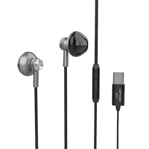 لينيس LF77 سماعات أذن سلكية رقمية بموصل USB-C مع ميكروفون - أسود Lenyes LF77 USB-C Digital Wired Earphones with Microphone - Black