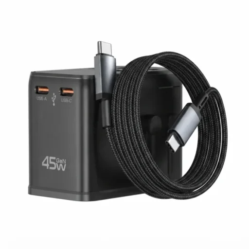 ويوو Wi-UA014 محول سفر عالمي بتقنية GaN وقدرة 45 واط مع مجموعة كيبل WiWU Wi-UA014 45W GaN Universal Travel Adapter with Cable Combo