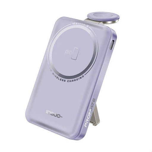 بروميت Mavrix-3 باور بانك لاسلكي MagSafe ‏3 في 1 بسعة 10000mAh - بنفسجي Promate Mavrix-3 10000mAh 3-in-1 MagSafe Wireless Power Bank - Purple