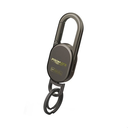 ميدالية مفاتيح ذكية بروميت TagChain بخطاف ودعم Apple Find My - لون تيتانيوم Promate TagChain Smart Carabiner Keychain with Apple Find My Precision Locator - Titanium