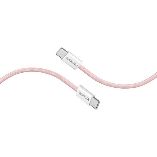 بروميت EcoLine-CC120 كيبل USB-C إلى USB-C بطول 1.2 متر وقدرة 60W - وردي Promate EcoLine-CC120 60W USB-C to USB-C Fast Charging Cable 1.2m - Pink