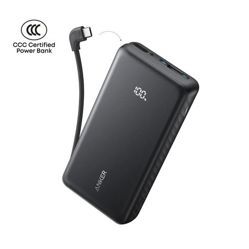 باور بانك Anker Zolo 20000mAh شحن سريع 22.5W مع كيبل USB-C مدمج - A110E Anker Power Bank 20000mAh 22.5W