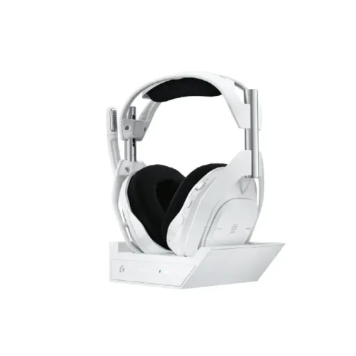 سماعة رأس لاسلكية لوجيتك أسترو A50 X بتقنية LIGHTSPEED – أبيض مع قاعدة الشحن Logitech Astro A50 X Lightspeed Wireless Headset White + Basestation