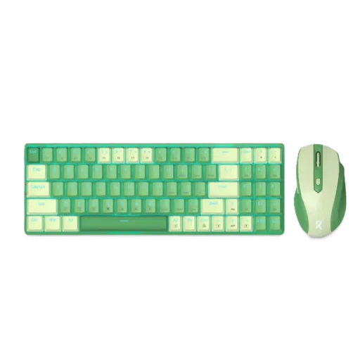 طقم ريدراغون BS-8772GC - لوحة مفاتيح ميكانيكية وماوس لاسلكي - أخضر (عربي) Redragon Mechanical Keyboard + Mouse 2.4G Combo, Green, Arabic BS-8772GC