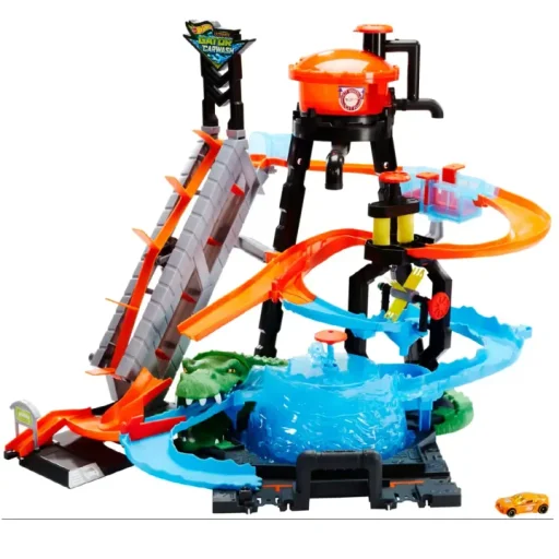 مجموعة ألعاب غسيل سيارات ألترا غيتور من هوت ويلز Hot Wheels Ultra Gator Car Wash Playset