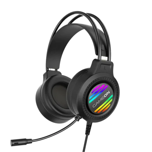 سماعة الألعاب "جيم أون ريفن سترايك" (GAMEON GOT100 Ravenstrike) بإضاءة RGB - لون أسود GAMEON GOT100 Ravenstrike RGB Gaming Headset - Black