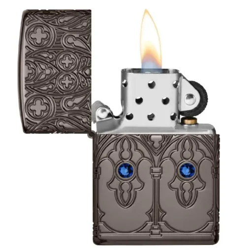 زيبو ولاعة إيليجانت باترن فينتج براشد براس مضادة للرياح Zippo Elegant Pattern Vintage Brushed Brass Windproof Lighter