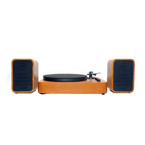 MJI MM2012 مشغل أسطوانات مع مكبرات صوت - تشطيب طبيعي MJI MM2012 Turntable with Speakers - Natural Finish