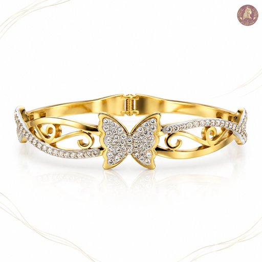 سوار الفراشة الملكي المرصع بالكريستال من متجر عشتار Royal Crystal Butterfly Luxury Bangle From Ishtar Store