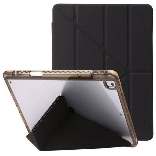 كفر دفتري ستاند ثلاثي ظهر شفاف مع مكان للقلم لجهاز iPad 9 iPad 9