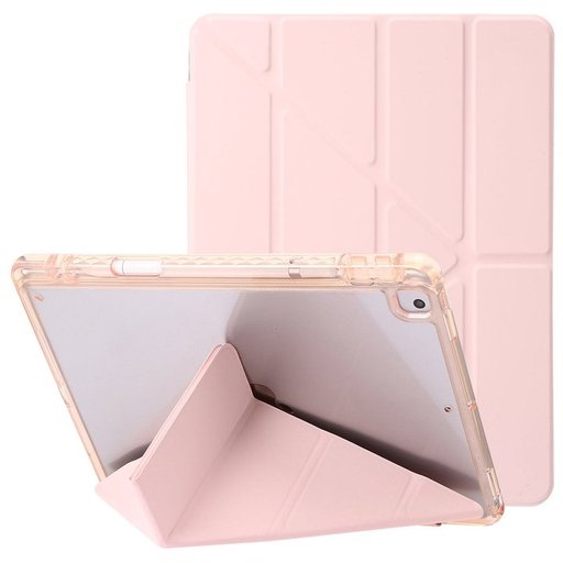 كفر دفتري ستاند ثلاثي ظهر شفاف مع مكان للقلم لجهاز iPad 9 iPad 9