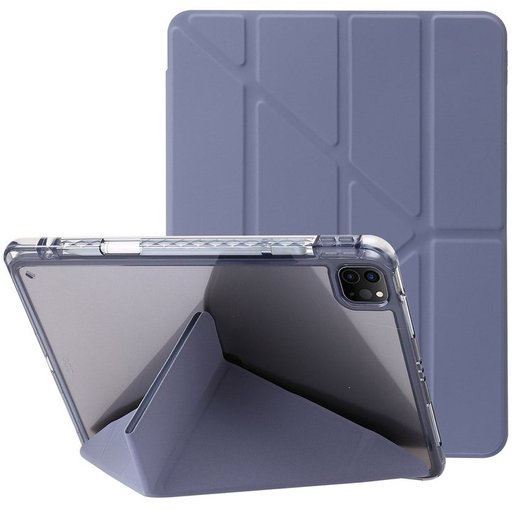 كفر دفتري ستاند ثلاثي ظهر شفاف مع مكان للقلم لجهاز iPad Pro 13 2024·2025 iPad Pro 13
