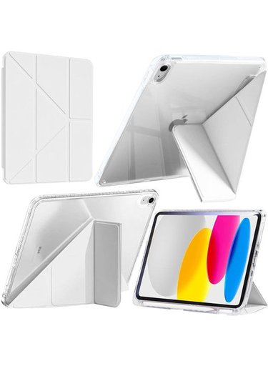 كفر دفتري ستاند ثلاثي ظهر شفاف مع مكان للقلم لجهاز iPad 10 10.9 2022 - iPad 11 A16 2025 iPad 10 10.9 2022 iPad 11 A16 2025