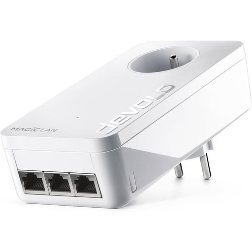 محول Powerline طراز devolo Magic 2 Triple LAN - سرعة تصل إلى 2400 ميجابت في الثانية، 3 منافذ Gigabit Ethernet devolo Magic 2 Triple LAN, Powerline Adapter - up to 2,400 Mbps, 3x Gigabit Ethernet Ports, Built-in Plug, White