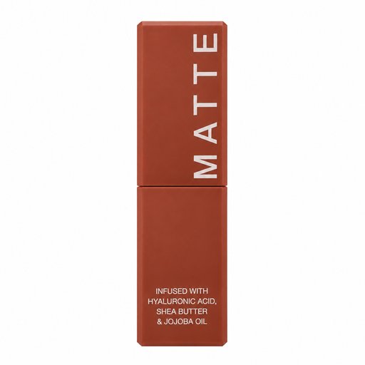 أحمر شفاه مات مرطب بحمض الهيالورونيك وزبدة الشيا وزيت الجوجوبا Matte Lipstick Infused with Hyaluronic Acid, Shea Butter & Jojoba Oil