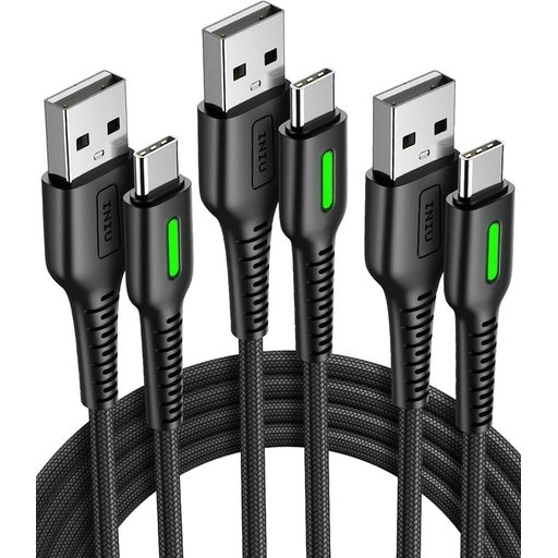 كابل INIU USB-C، [عبوة من 3 قطع، تيار 3.1 أمبير] كابل شحن سريع Type-C يدعم تقنية QC 3.0، سلك شحن للهاتف من USB-A إلى USB-C INIU USB C Cable, [3 Pack 3.1A] QC 3.0 Type C Charger Fast Charging Cable,USB A to USB-C Phone Charger Cord