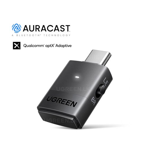 محول صوت بلوتوث بمنفذ Type-C من UGREEN / يدعم نمطي البلوتوث: الكلاسيكي (Classic) ومنخفض الطاقة (LE Audio) UGREEN Type-C Bluetooth Transmitter Audio Adapter / Bluetooth Classic & LE Audio Dual Mode