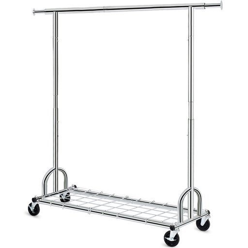 حامل تعليق وتخزين الملابس المعدني شديد التحمل والمزود بعجلات heavy-duty rolling metal garment and clothing rack