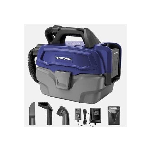 مكنسة كهربائية لاسلكية شحن  محمولة 3 في 1 (شفط جاف، شفط رطب، ونفخ هواء) Tenworth TMV053, an 18V cordless wet and dry portable vacuum cleaner