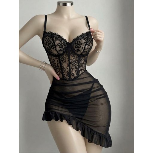 بيبي دول شيفون Babydoll Lingerie Set