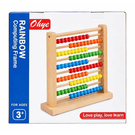 عداد الحساب الخشبي التعليمي بتصميم ألوان قوس قزح (مناسب لعمر 3 سنوات فما فوق) Ohye Rainbow Computing Frame & Wooden Abacus Toy (Ages 3+)