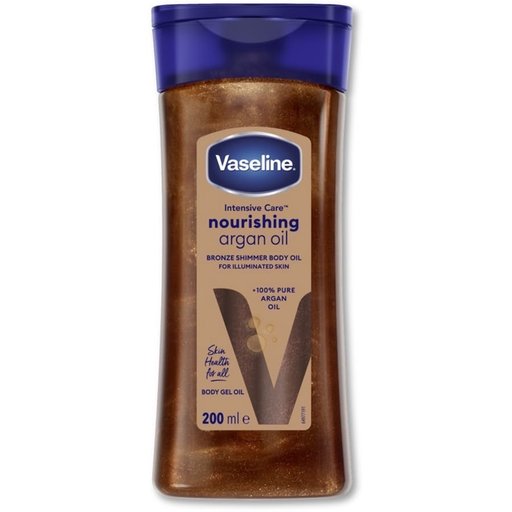 جل زيت الجسم فازلين بزيت الأرغان المغذي - لمعة برونزية Vaseline Intensive Care Nourishing Argan Oil - Bronze Shimmer Body Oil