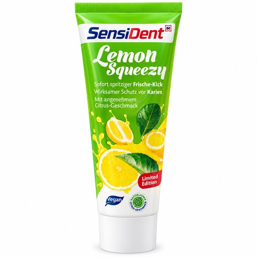 معجون أسنان سينسي دنت بنكهة الليمون المنعشة – إصدار محدود SensiDent Lemon Squeezy Toothpaste – Limited Edition