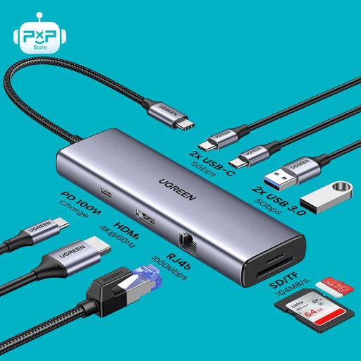 محول يوغرين USB-C متعدد المنافذ 9 في 1 UGREEN 9-IN-1 USB-C MULTIPORT HUB