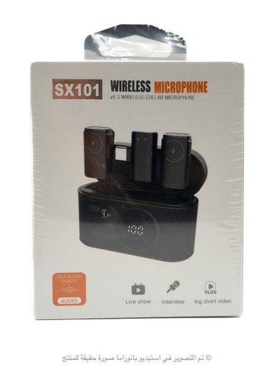 ميكروفون كليب لاسلكي SX101 مع عزل ضوضاء بالذكاء الاصطناعي وإضاءة LED — تصميم خفيف الوزن (Type-C) SX101 Wireless Mic