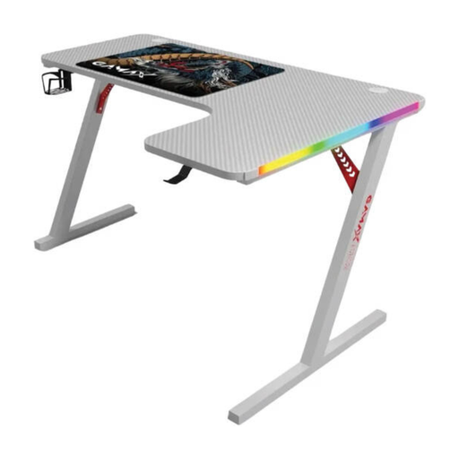 Gamax P201-RW RGB Carbon Fiber L-Shaped Gaming Desk 140×100×74cm – Right – White Gamax P201-RW RGB Carbon Fiber L-Shaped Gaming Desk 140×100×74cm – Right – White