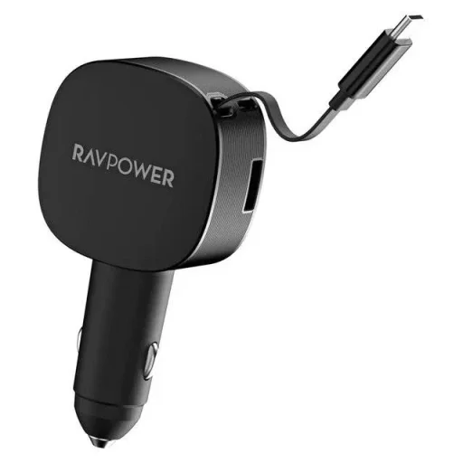 RAVPower RP-VC1021 60W Retractable Cable Car Charger RAVPower RP-VC1021 60W Retractable Cable Car Charger