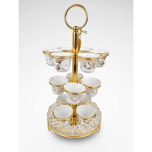 سيت مقدمة مع 12فنجان قهوة عربي بلون ذهبي Arabic coffee set