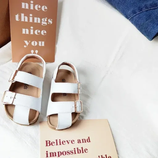 صندل دبل بلونين جوزي فاتح وابيض ( قالب صغير ) Sandals Double Two Colors Brown Light Molded Small