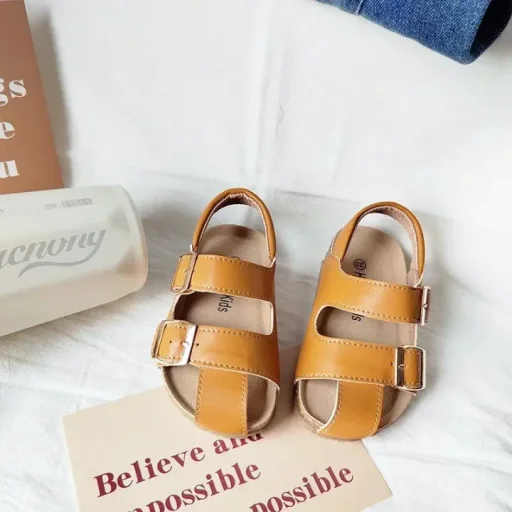صندل دبل بلونين جوزي فاتح وابيض ( قالب صغير ) Sandals Double Two Colors Brown Light Molded Small