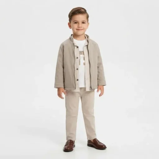 طقم ولادي كوالتي عالي بيجي Set Boys High Quality Beige