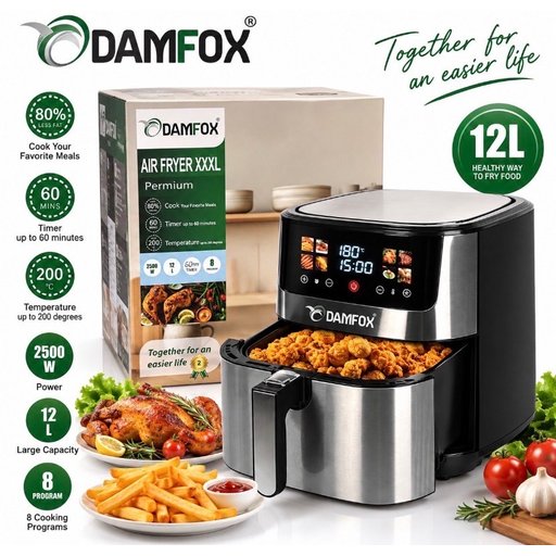 قلايه  هوائيه 12 لتر دامفوكس Air Fryer 12 Liters Damfox