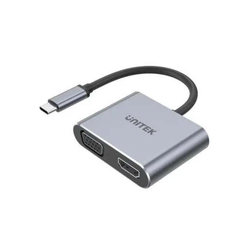 يونيتيك V1126A محول عرض مزدوج يو إس بي-سي إلى HDMI 2.0 4K@60Hz و VGA - رمادي فلكي UNITEK V1126A USB-C to HDMI 2.0 4K@60Hz and VGA Dual Display Adapter - Space Grey