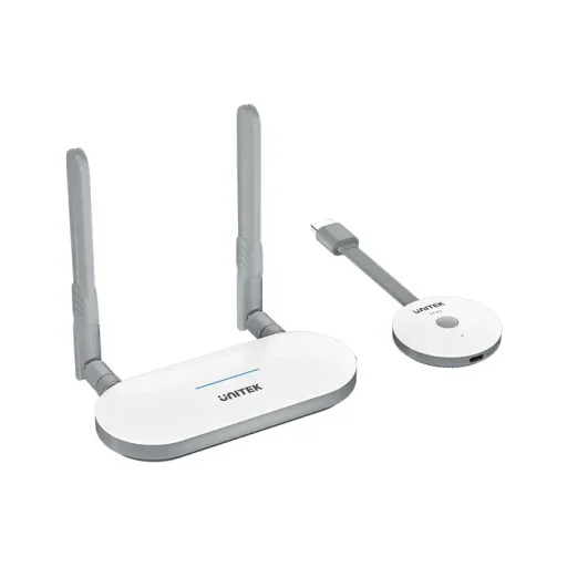 يونيتيك V1183A01 طقم جهاز إرسال واستقبال HDMI لاسلكي - حتى 50 متر أبيض UNITEK V1183A01 Wireless HDMI Transmitter & Receiver Kit - Up to 50m White