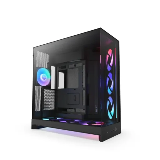 NZXT H9 FLOW RGB+ DUAL-CHAMBER MID TOWER Airflow With CONTROL HUB Black CASE NZXT H9 FLOW RGB+ DUAL-CHAMBER MID TOWER Airflow With CONTROL HUB Black CASE