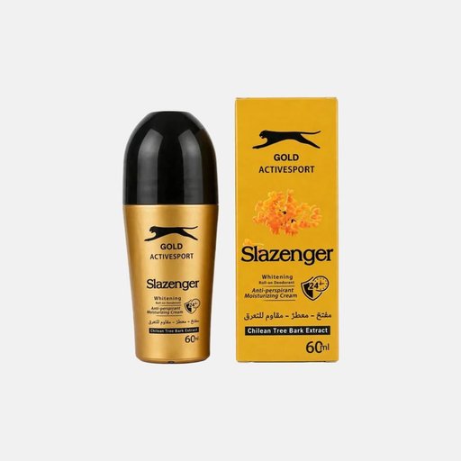 رول مزيل تعرق سلازنجر جولد أكتيف سبورت مفتح ومعطر ومقاوم للتعرق Slazenger Gold Active Sport roll-on deodorant: brightens, scents, and provides anti-perspirant protection.