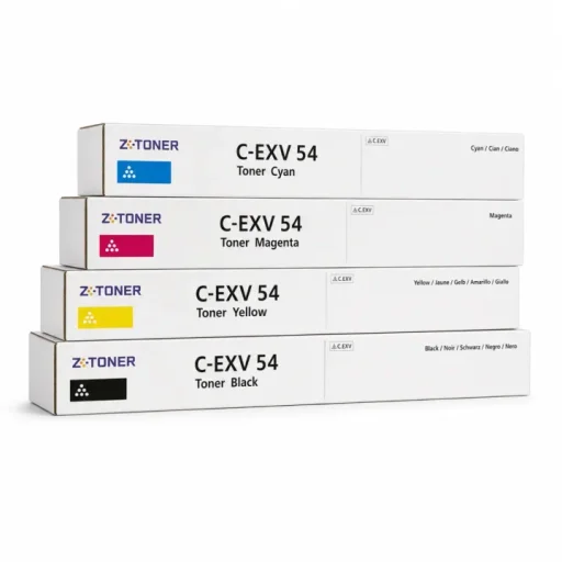 ZK-TONER C-EXV 54 Commercial Compatible Toner Cartridge Set – Cyan, Magenta, Yellow & Black – Replacement Toner for Canon Printers ZK-TONER C-EXV 54 Commercial Compatible Toner Cartridge Set – Cyan, Magenta, Yellow & Black – Replacement Toner for Canon Pr