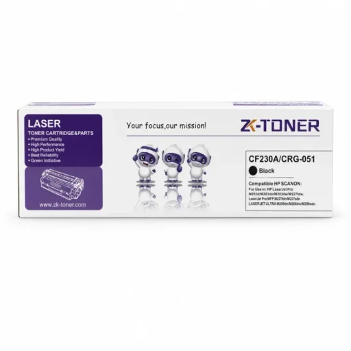 ZK-TONER CF230A / CRG-051 Commercial Compatible Black Toner Cartridge – Replacement Toner for HP LaserJet Pro M203 & MFP M227 Series and Canon imageCLASS LBP160 & MF260 Series Printers ZK-TONER CF230A / CRG-051 Commercial Compatible Black Toner Cartridge 