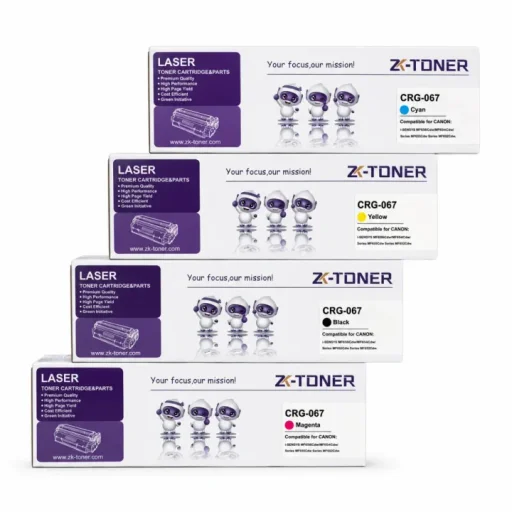 ZK-TONER CRG-067 Commercial Compatible Toner Cartridge 4-Pack – Black, Cyan, Yellow & Magenta for Canon i-SENSYS MF650 Series Color Laser Printers ZK-TONER CRG-067 Commercial Compatible Toner Cartridge 4-Pack – Black, Cyan, Yellow & Magenta for Canon i-SE